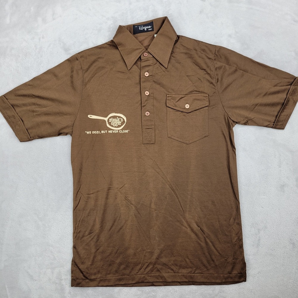 Vintage Single Stitch Shirt Men Small Employee‎ Work Job Steak Eggs Restaurant